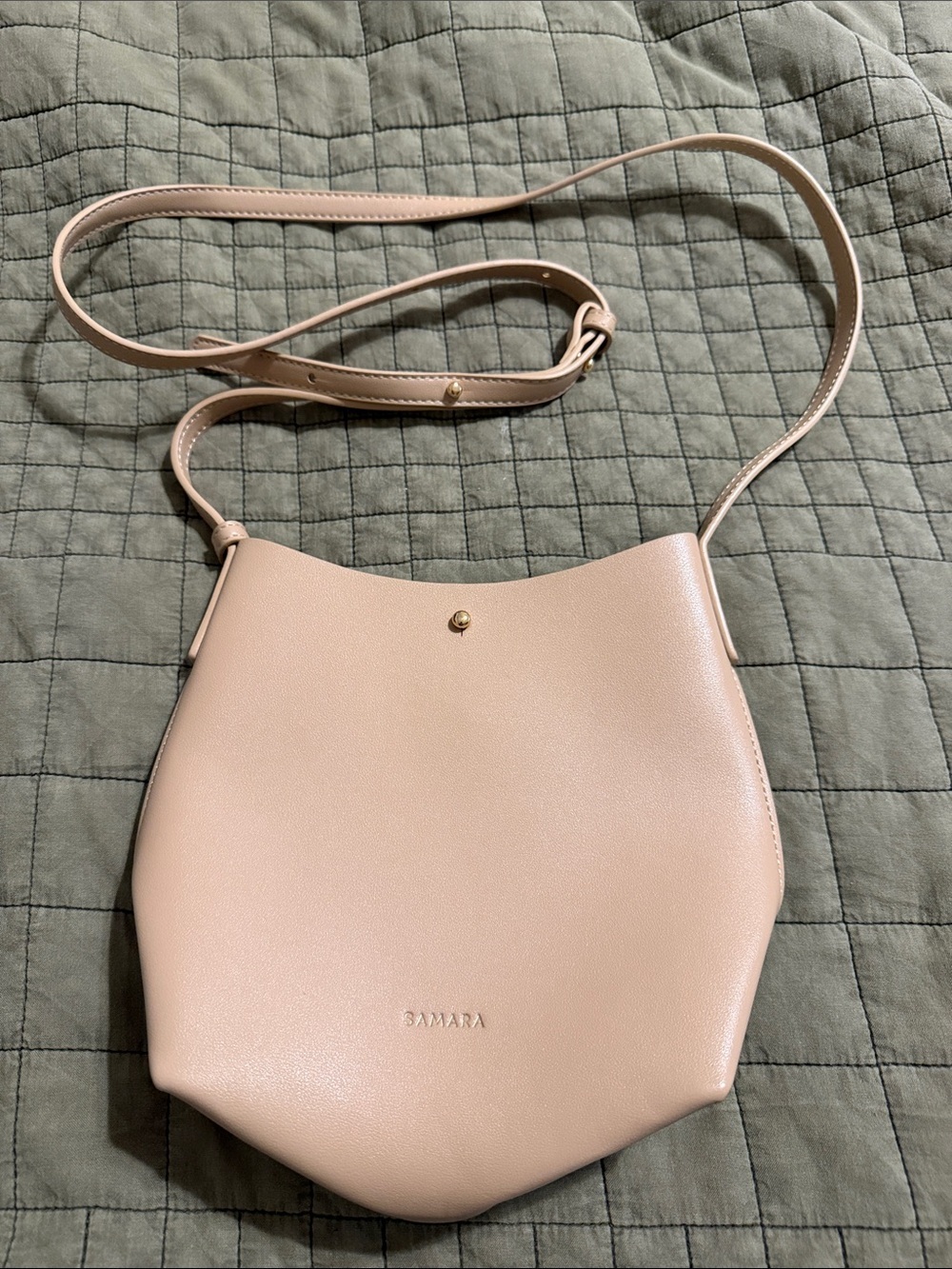 SAMARA Blush Pink Pebble Leather Crossbody Bag - Picture 2 of 10